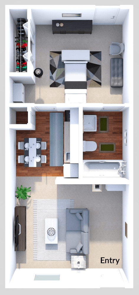 Phase III - 1 Bed 1 Bath floor plan